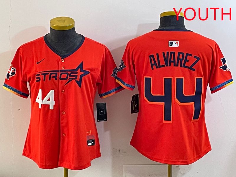 Youth Houston Astros #44 Alvarez Orange Fourth generation Joint Name Nike 2025 MLB Jersey style 3